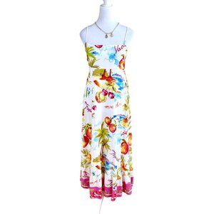 Label of Love Maxi Dress Tropical Print Linen Blend (L)